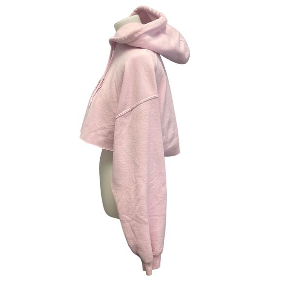 Hand Printed Upcycled Womens XL Equality Rainbow LGBTQ Cropped Cutoff Hoodie - Picture 3 of 6